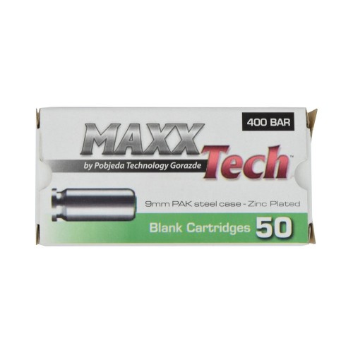 CARTUCHOS MUNICION MAXX TECH 50 UNIDADES 9 MM PAK